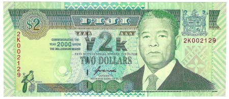 Fidži 2 Dollars 2000 (výročná), stav XF/AU Pick 102	